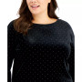 Plus Size Gift Giving Dew Drop Velour Dot-Print Top