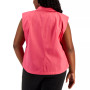 Plus Size Sleeveless Cotton Button-Up Shirt