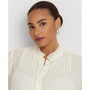 Plus Size Pleated Blouson-Sleeve Blouse
