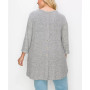 Plus Size Cozy 3/4 Rolled Sleeve Button Back Top