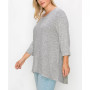 Plus Size Cozy 3/4 Rolled Sleeve Button Back Top
