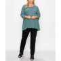 Plus Size Cozy 3/4 Rolled Sleeve Button Back Top