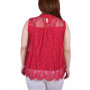 Plus Size Sleeveless Mock Neck Lace Top
