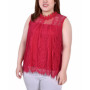 Plus Size Sleeveless Mock Neck Lace Top