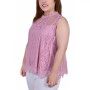 Plus Size Sleeveless Mock Neck Lace Top