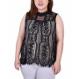 Plus Size Sleeveless Mock Neck Lace Top