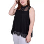 Plus Size Sleeveless Mock Neck Lace Top