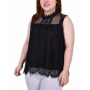 Plus Size Sleeveless Mock Neck Lace Top