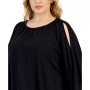Plus Size Textured Cold-Shoulder Blouse