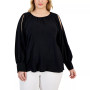 Plus Size Textured Cold-Shoulder Blouse