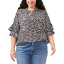 Plus Size Ruffled-Sleeve Pleated Top