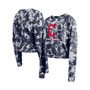 Women's Navy Cleveland Guardians Tie-Dye Cropped Long Sleeve T-shirt