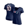 Women's Branded Mac Jones Navy New England Patriots Logo Player Icon Name and Number V-Neck T-shirt