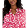 Plus Size Ruffled Tie-Neck Floral Peasant Top