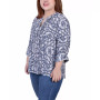 Plus Size 3/4 Roll Tab Sleeve Blouse Top