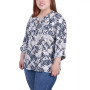 Plus Size 3/4 Roll Tab Sleeve Blouse Top