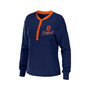 Women's Navy Detroit Tigers Waffle Henley Long Sleeve T-shirt