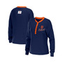 Women's Navy Detroit Tigers Waffle Henley Long Sleeve T-shirt