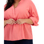 Plus Size Popover Roll Tab Tunic Top