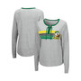 Women's Heathered Gray Oregon Ducks Sundial Tri-Blend Long Sleeve Lace-Up T-shirt