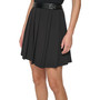 Women's Pleated Faux-Leather-Trim Mini Skirt
