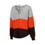Women's Heather Gray, Brown Cleveland Browns Outfield Deep V-Back Pullover Sweatshirt