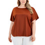 Plus Size Bateau-Neck Short-Sleeve Blouse