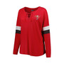 Women's Red Tampa Bay Buccaneers Plus Size Athletic Varsity Lace-Up V-Neck Long Sleeve T-shirt
