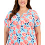 Plus Size Floral-Print Henley Top, Created for Macy's