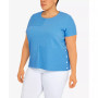 Plus Size Classic Spliced Ottoman Texture Knit Short Sleeve Top