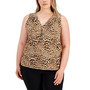 Plus Size Animal-Print Half-Zip Top, Created for Macy's