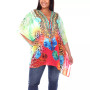 Plus Size Short Caftan with Tie-Up Neckline