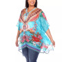 Plus Size Short Caftan with Tie-Up Neckline