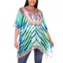 Plus Size Short Caftan with Tie-Up Neckline