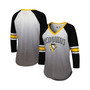 Women's Black Pittsburgh Penguins Lead Off Tri-Blend Raglan 3/4-Sleeve V-Neck T-shirt