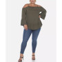 Plus Size Cold Shoulder Ruffle Sleeve Top