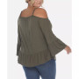 Plus Size Cold Shoulder Ruffle Sleeve Top