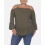 Plus Size Cold Shoulder Ruffle Sleeve Top