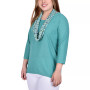 Plus Size 3/4 Sleeve Textured Tunic with Detachable Scarf Set, 2 Piece