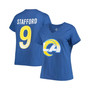 Women's Branded Matthew Stafford Royal Los Angeles Rams Plus Size Player Name and Number V-Neck T-shirt