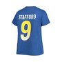 Women's Branded Matthew Stafford Royal Los Angeles Rams Plus Size Player Name and Number V-Neck T-shirt