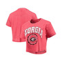 Women's Red Georgia Bulldogs Edith Vintage-Like Burnout Crop T-shirt