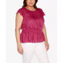 Black Label Plus Size Foil Printed Ruffle Peplum Top