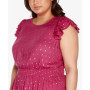 Black Label Plus Size Foil Printed Ruffle Peplum Top