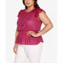 Black Label Plus Size Foil Printed Ruffle Peplum Top