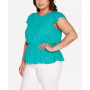 Black Label Plus Size Foil Printed Ruffle Peplum Top