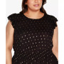 Black Label Plus Size Foil Printed Ruffle Peplum Top