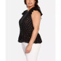 Black Label Plus Size Foil Printed Ruffle Peplum Top