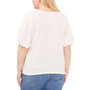 Plus Size Textured V-Neck Puff-Sleeve Top