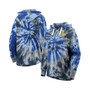 Women's Navy West Virginia Mountaineers Slow Ride Spiral Tie-Dye Oversized Pullover Hoodie